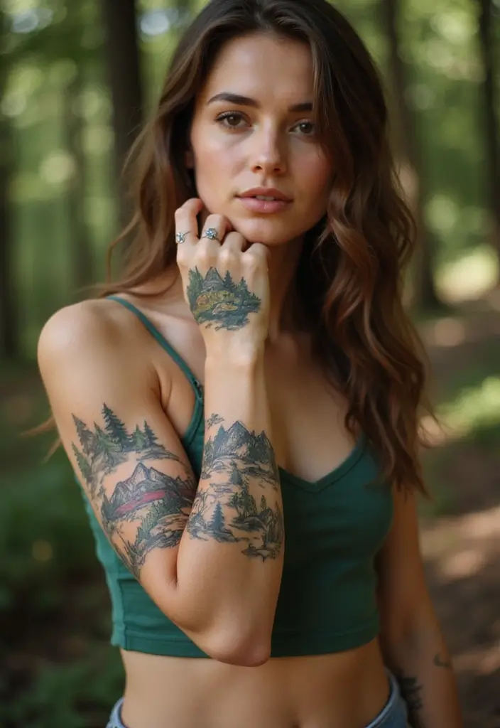 50 Beautiful Hand Tattoos for Women with Unique Design Ideas 43 50 Beautiful Hand Tattoos for Women with Unique Design Ideas - 43. Whimsical Landscapes