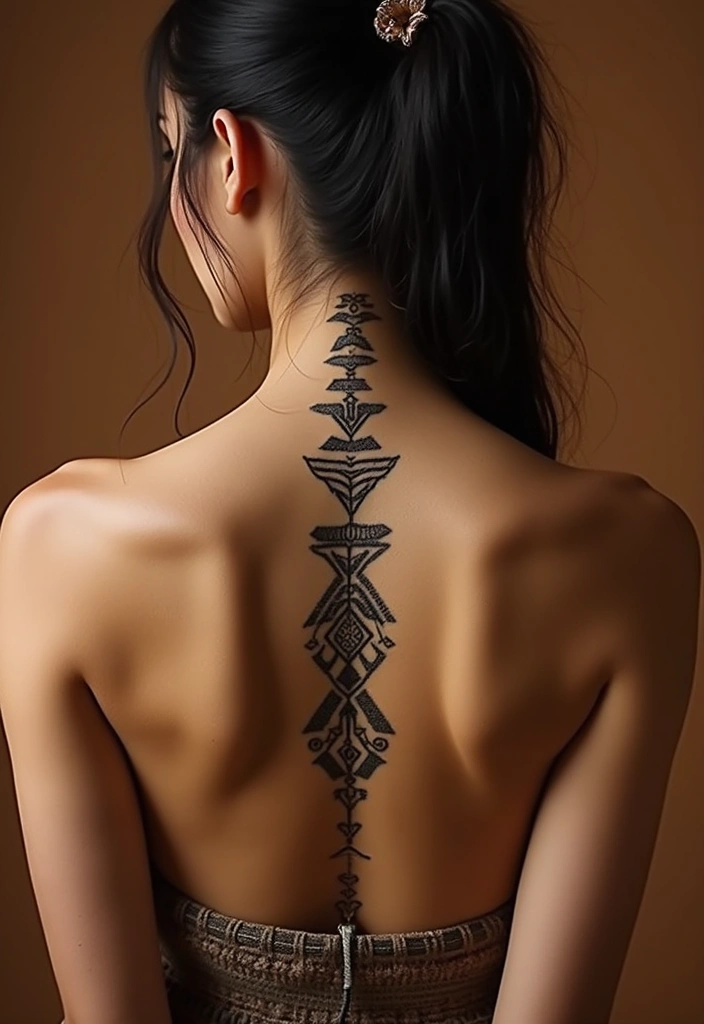 99 Stunning Spine Tattoos for Women to Inspire Your Next Ink - 43. Cultural Heritage
