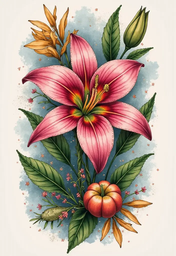 50 Stargazer Lily Tattoos with Elegant and Symbolic Designs 44 50 Stargazer Lily Tattoos with Elegant and Symbolic Designs - 44. Nature’s Embrace