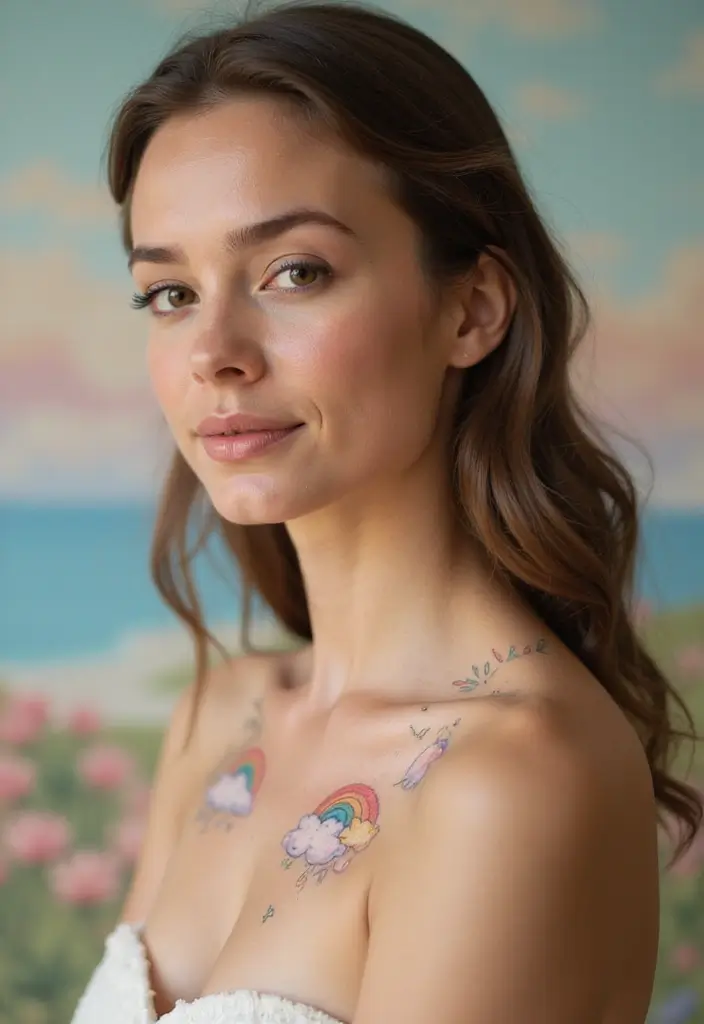 50 Elegant Collarbone Tattoo Ideas for Women 44 50 Elegant Collarbone Tattoo Ideas for Women - 44. Whimsical Clouds