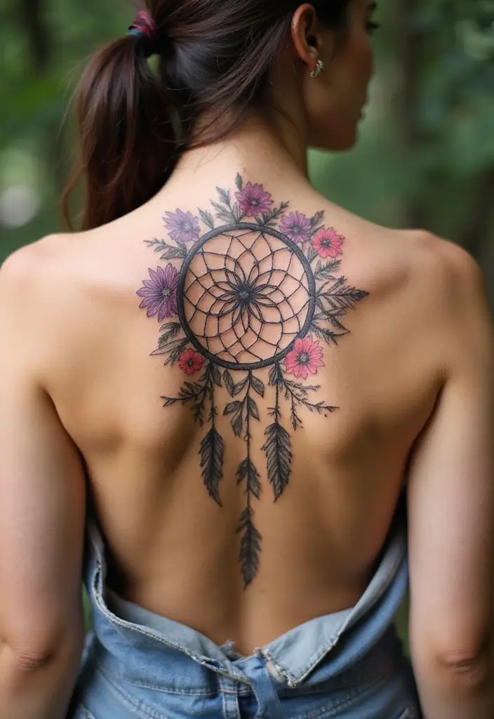 50 Wildflower Tattoo Ideas with Simple and Beautiful Designs 44 50 Wildflower Tattoo Ideas with Simple and Beautiful Designs - 44. Floral Dreamcatcher