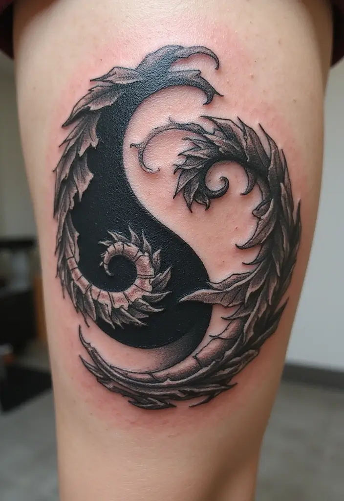 50 Yin Yang Tattoo Ideas with Balance and Harmony Symbolism - 44. Yin Yang with Spirals