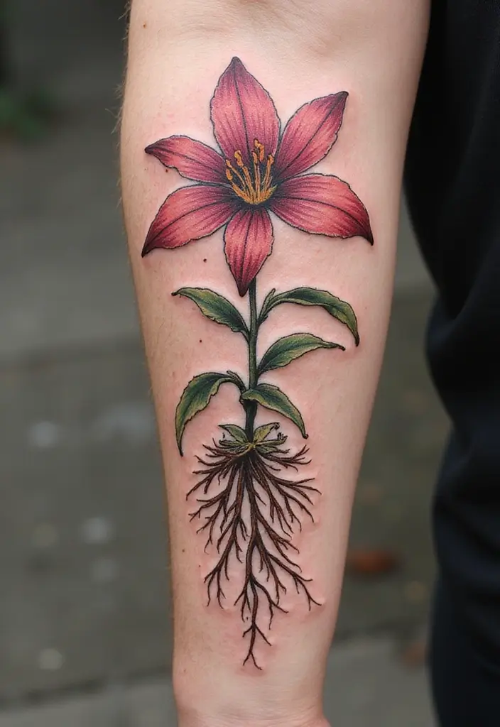 50 Stargazer Lily Tattoos with Elegant and Symbolic Designs 45 50 Stargazer Lily Tattoos with Elegant and Symbolic Designs - 45. Personal Growth Theme