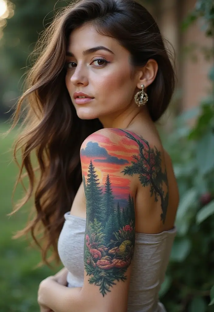 50 Front Shoulder Tattoos for Females That Are Stylish and Bold 45 50 Front Shoulder Tattoos for Females That Are Stylish and Bold - 45. Fantasy Landscapes