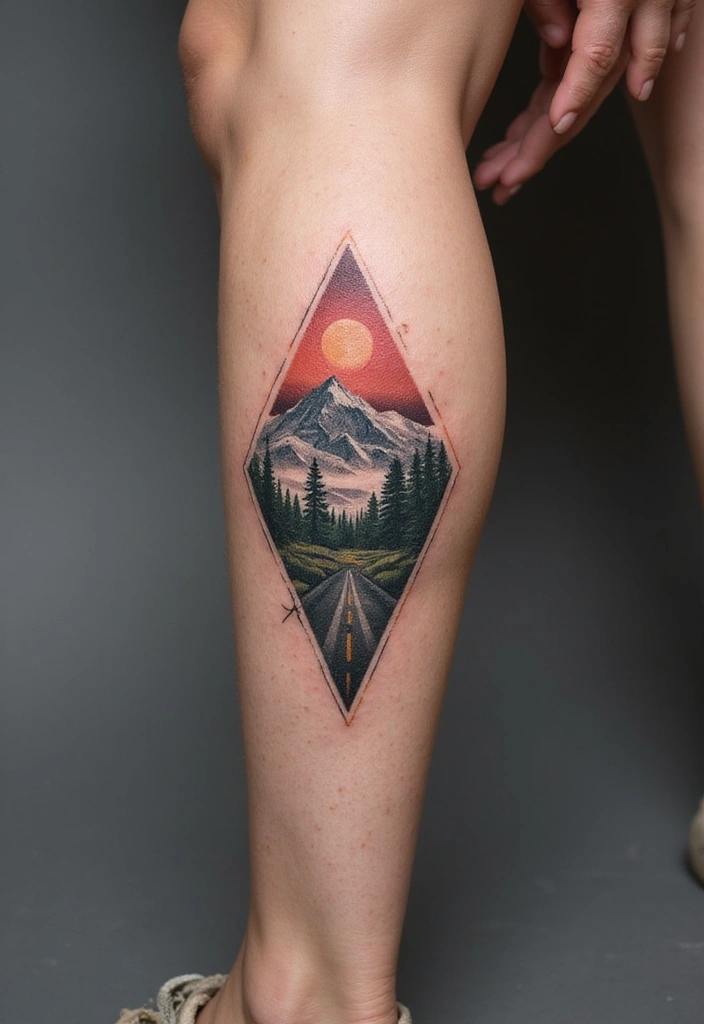 50 Mountain Tattoo Ideas with Powerful and Minimalist Designs 45 50 Mountain Tattoo Ideas with Powerful and Minimalist Designs - 45. Mountain with a GPS Symbol