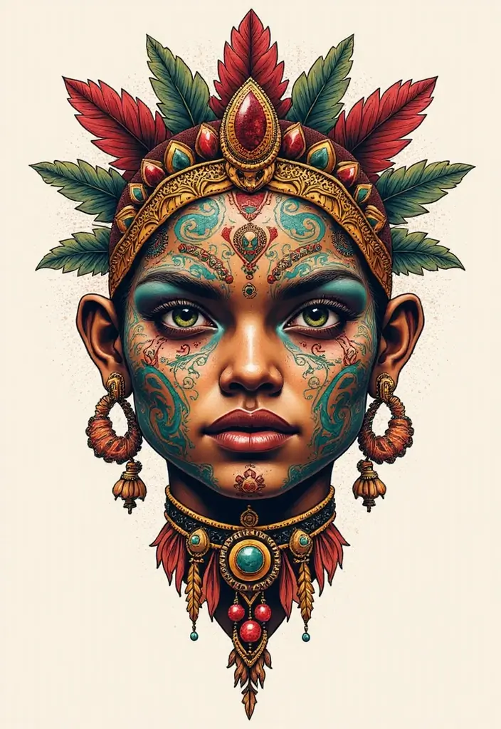 50 Shrunken Head Tattoo Designs for Bold and Edgy Styles - 45. Mixed Cultural Influences