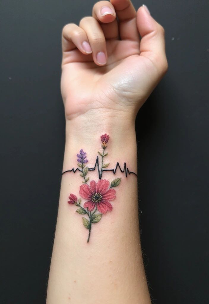 50 Wildflower Tattoo Ideas with Simple and Beautiful Designs 45 50 Wildflower Tattoo Ideas with Simple and Beautiful Designs - 45. Wildflower Heartbeat
