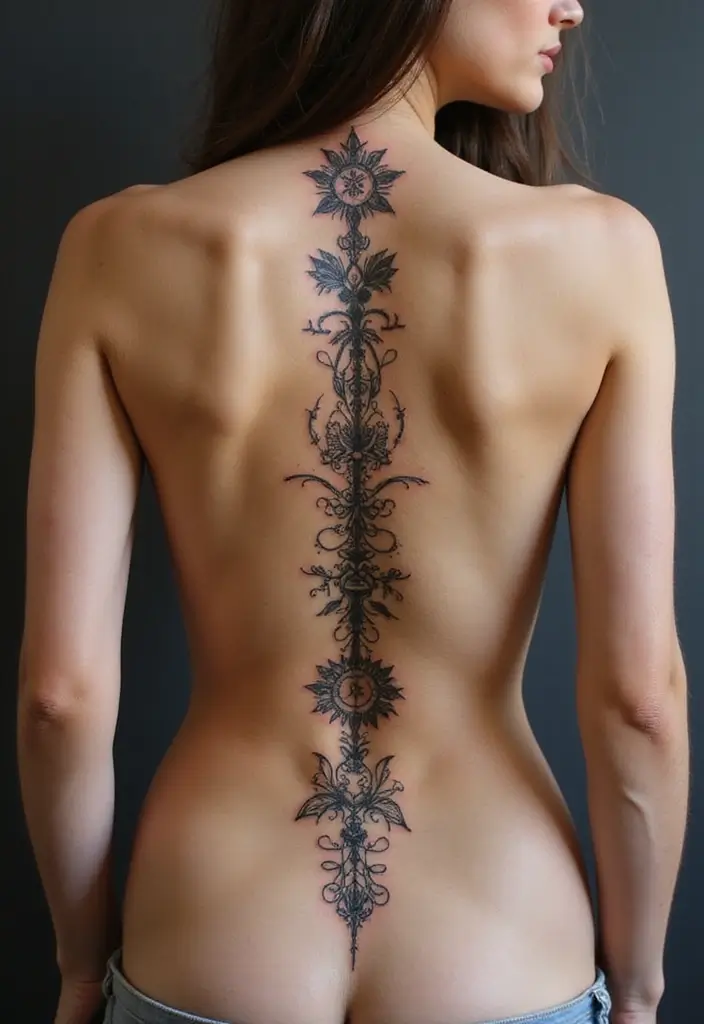 50 Baddie Women’s Spine Tattoos That Look Absolutely Stunning - 46. Feminine Strength