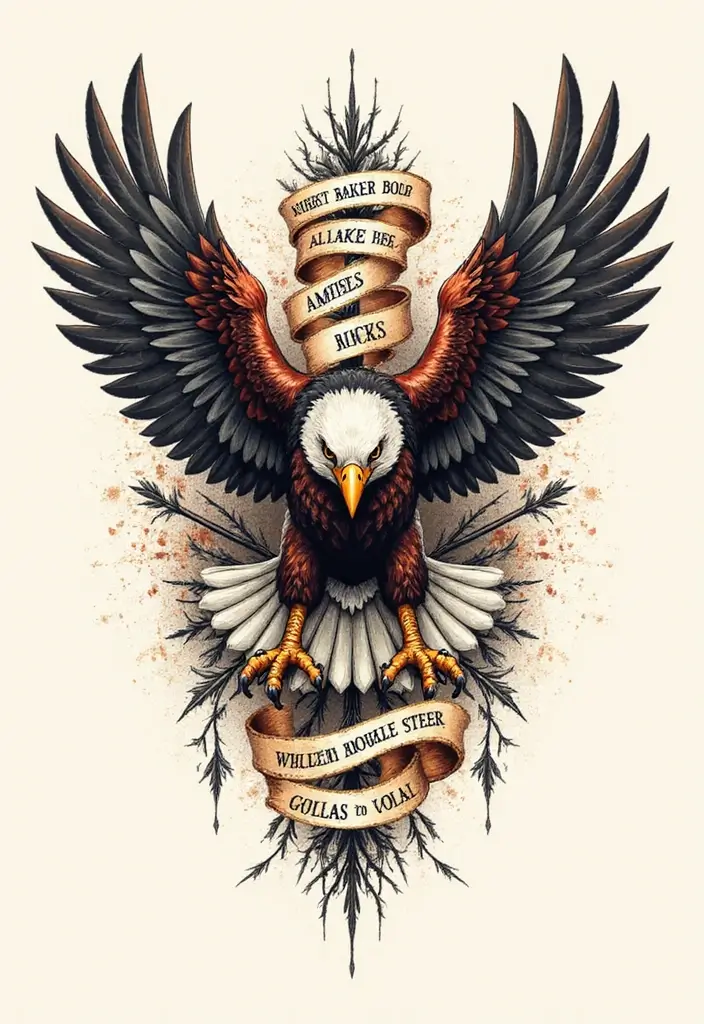50 Eagle Tattoo Meaning Ideas and Symbolic Designs 46 50 Eagle Tattoo Meaning Ideas and Symbolic Designs - 46. Eagle with Words of Power