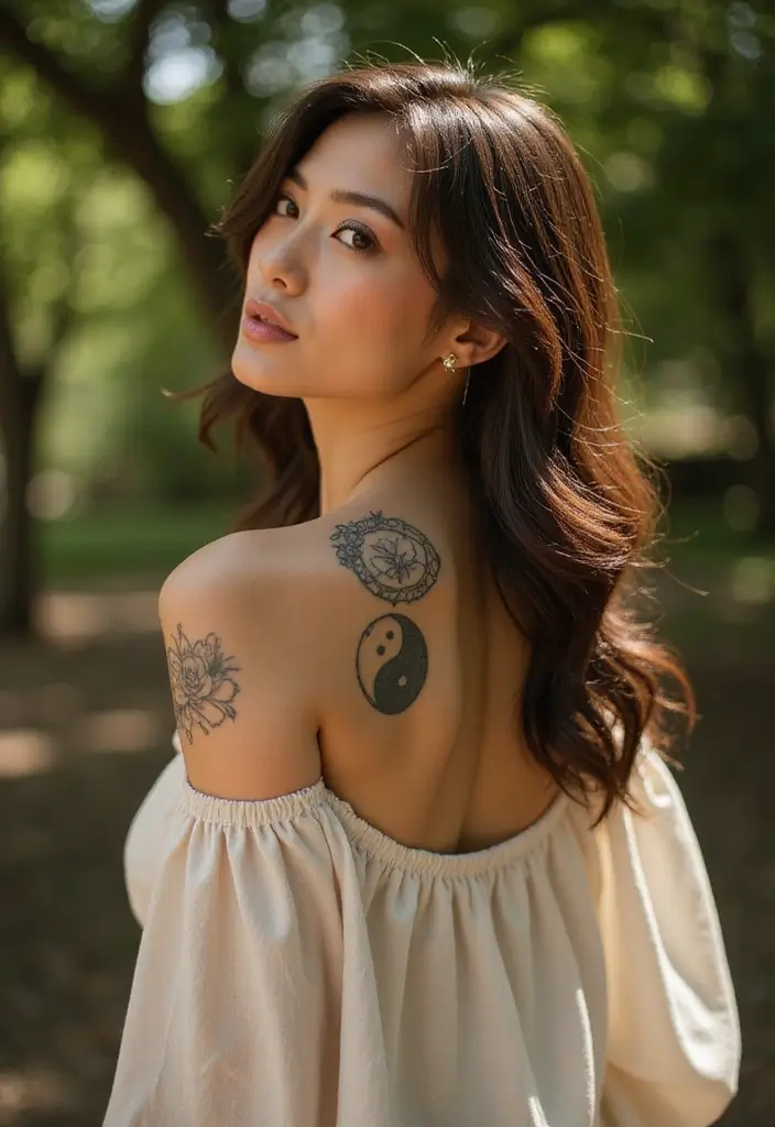 50 Front Shoulder Tattoos for Females That Are Stylish and Bold 46 50 Front Shoulder Tattoos for Females That Are Stylish and Bold - 46. Tattoos of Balance