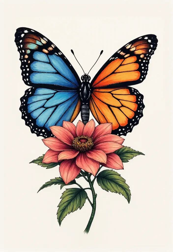 50 Half Butterfly Half Flower Tattoo Designs and Inspirations - 46. The Artistic Journey