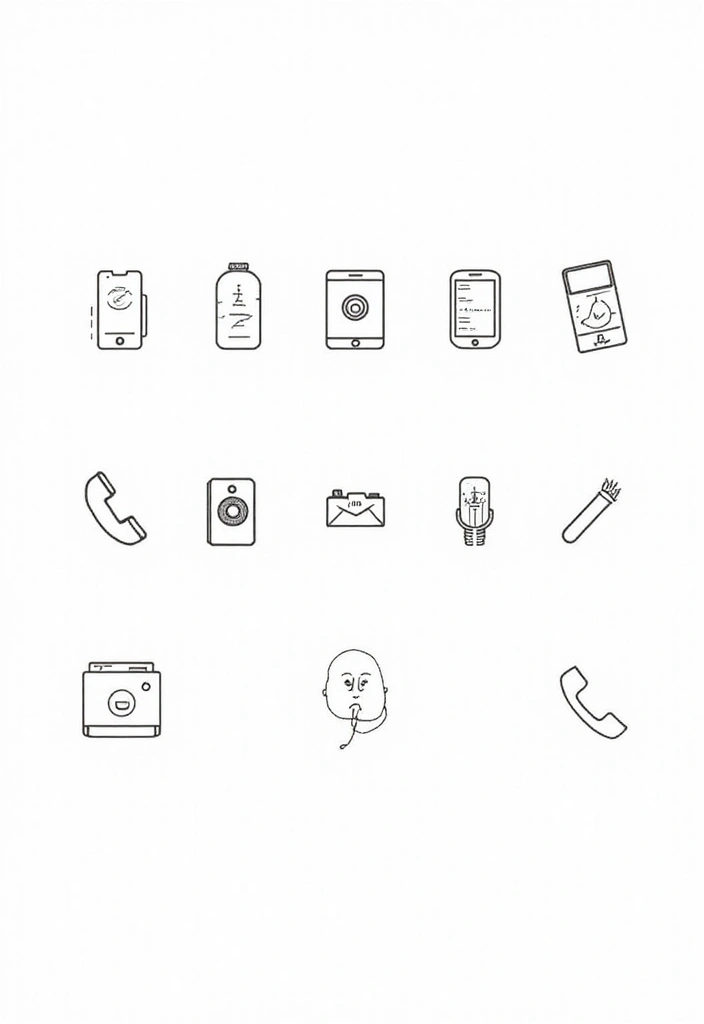 50 Line Art Custom Tattoos for Minimalist and Creative Designs 46 50 Line Art Custom Tattoos for Minimalist and Creative Designs - 46. Icons of Technology