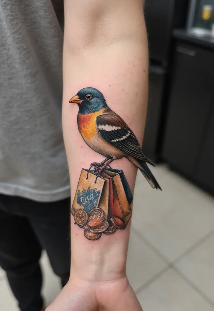 50 Sparrow Tattoos with Symbolism and Artistic Styles - 46. Ecommerce Sparrow Tattoo