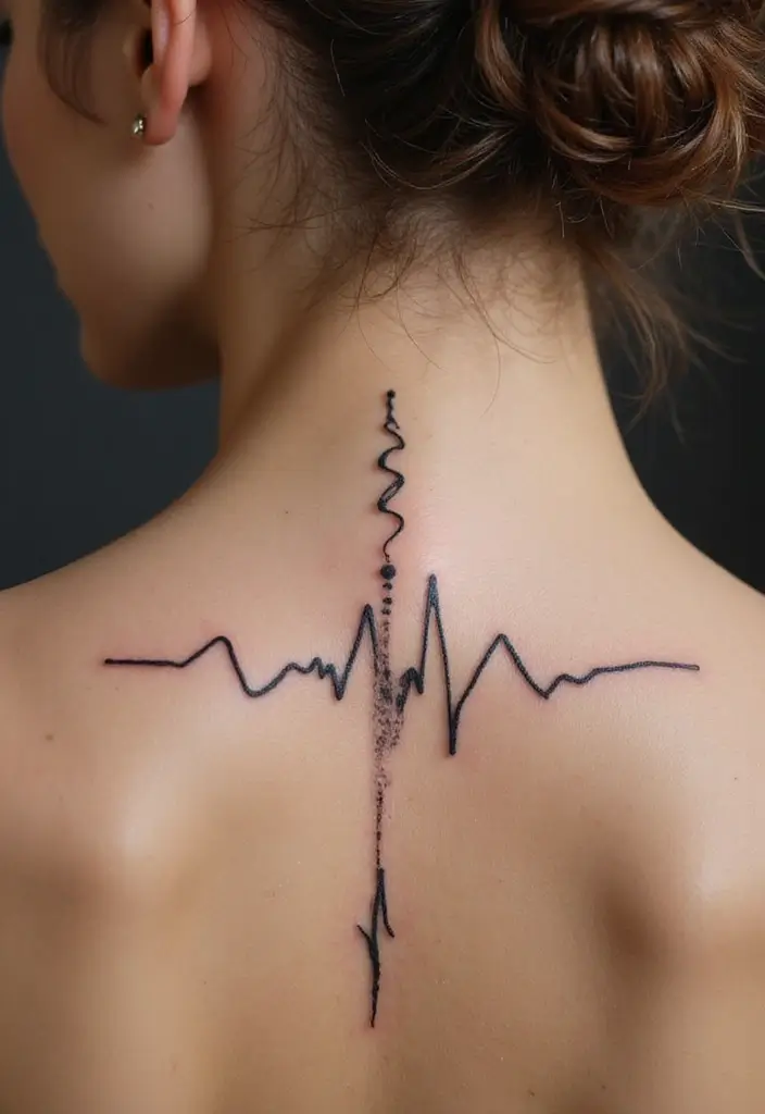 99 Stunning Spine Tattoos for Women to Inspire Your Next Ink - 46. Heartbeat Line