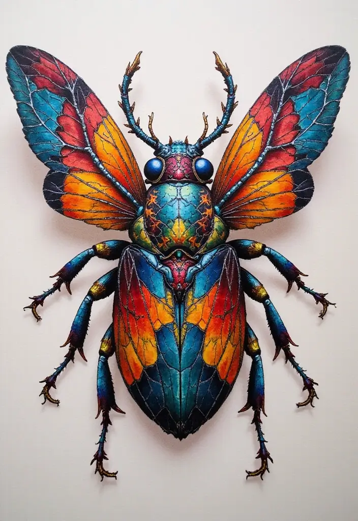50 Bug Pin Tattoo Designs That Are Unique and Creative - 47. Insect Mosaics