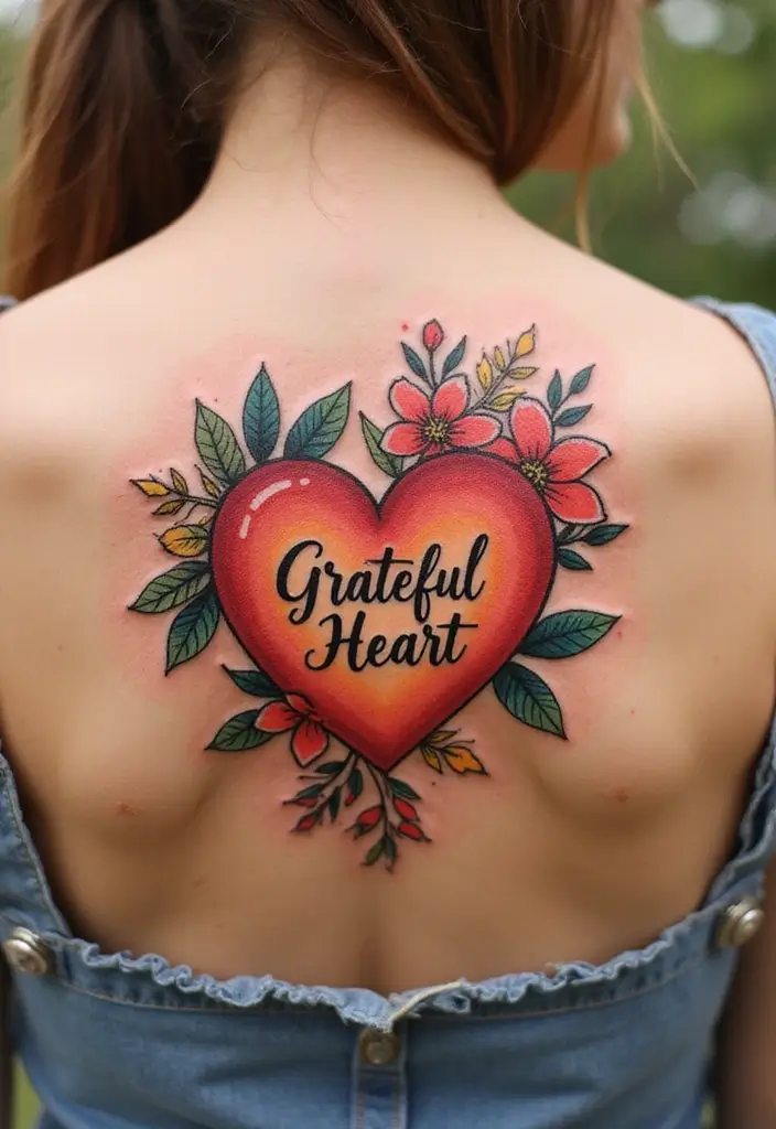 50 Christian Back Tattoos with Meaningful and Powerful Designs - 47. The Grateful Heart