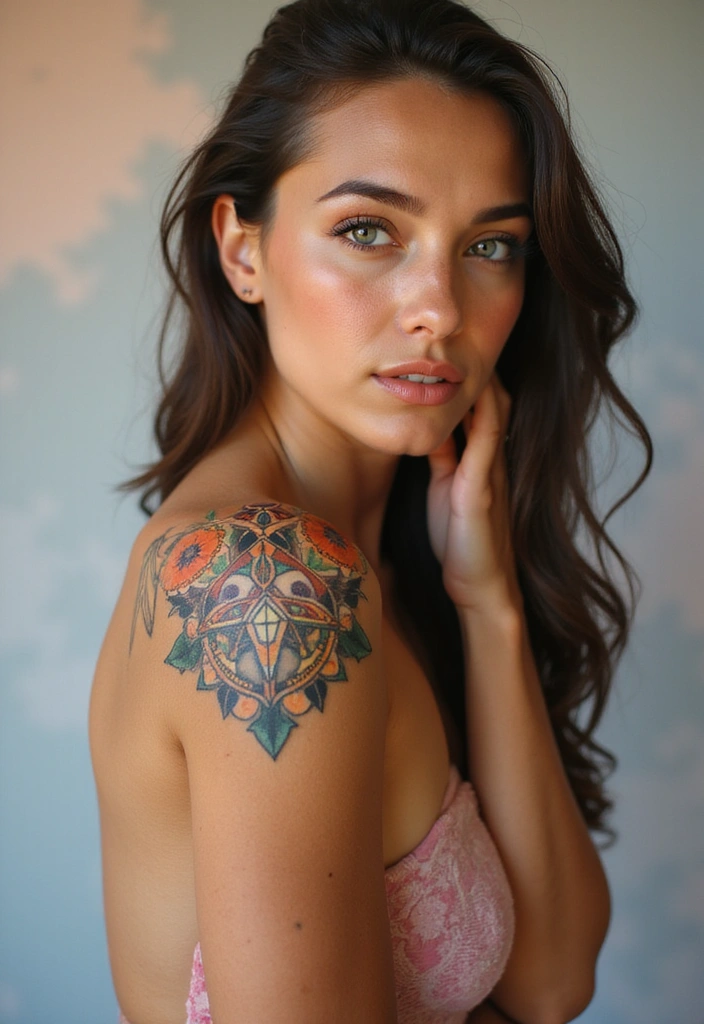 50 Elegant Collarbone Tattoo Ideas for Women 47 50 Elegant Collarbone Tattoo Ideas for Women - 47. Mosaic Designs