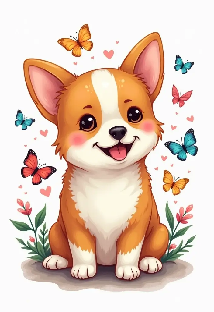 50 Creative Corgi Tattoo Ideas for Dog Lovers 47 50 Creative Corgi Tattoo Ideas for Dog Lovers - 47. Corgi with a Butterfly Kisses