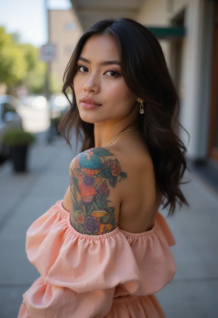 50 Front Shoulder Tattoos for Females That Are Stylish and Bold 47 50 Front Shoulder Tattoos for Females That Are Stylish and Bold - 47. Creative Expressions