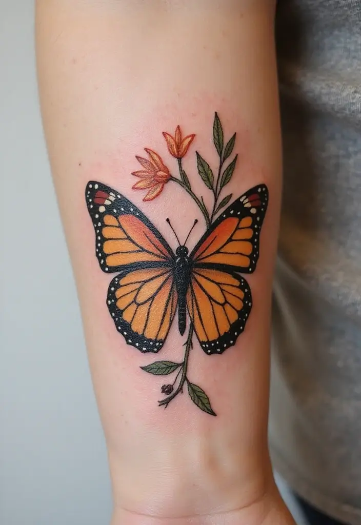 50 Half Butterfly Half Flower Tattoo Designs and Inspirations - 47. Fusion of Flavors