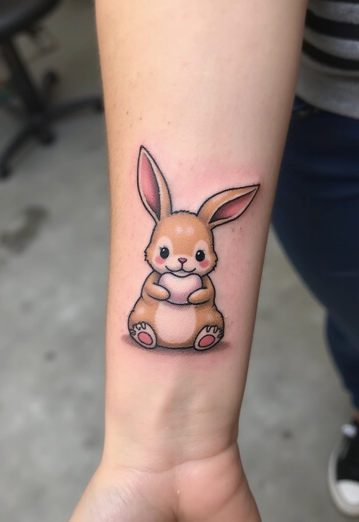 50 Bunny Tattoo Meaning Inspirations for Cute and Creative Designs - 48. Bunny with a Marshmallow
