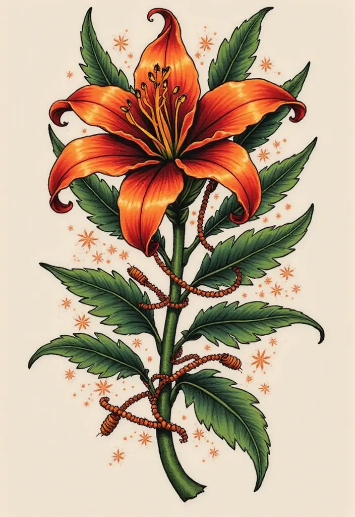50 Stargazer Lily Tattoos with Elegant and Symbolic Designs 48 50 Stargazer Lily Tattoos with Elegant and Symbolic Designs - 48. Family Heritage