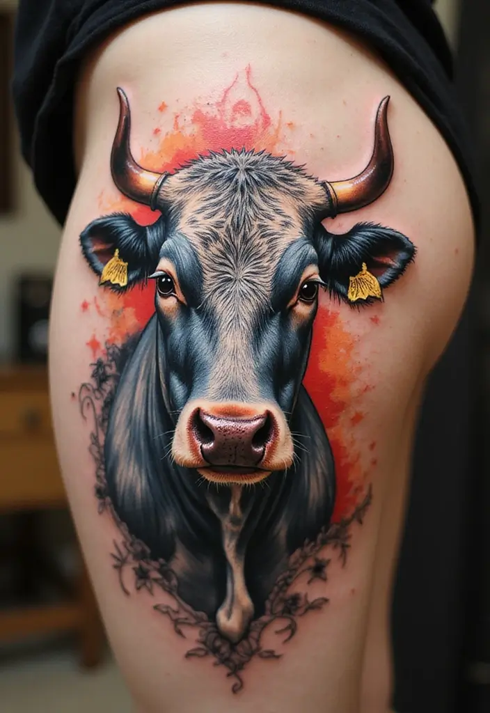 50 Cow Tattoo Designs with Fun and Unique Symbolism - 48. Cow with Unique Patterns