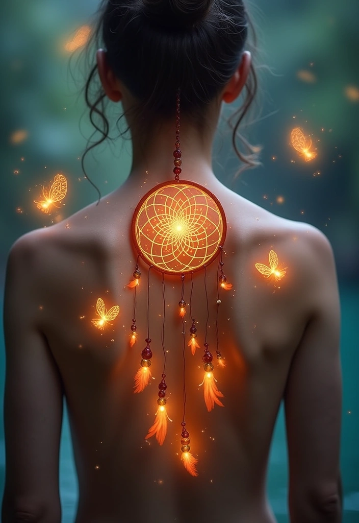 50 Dreamcatcher Tattoo Ideas with Cultural Symbolism 48 50 Dreamcatcher Tattoo Ideas with Cultural Symbolism - 48. Dreamcatcher with Fireflies