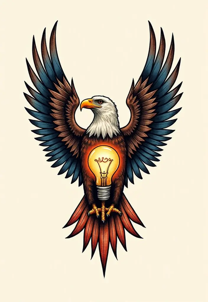 50 Eagle Tattoo Meaning Ideas and Symbolic Designs 48 50 Eagle Tattoo Meaning Ideas and Symbolic Designs - 48. Eagle embracing an Idea