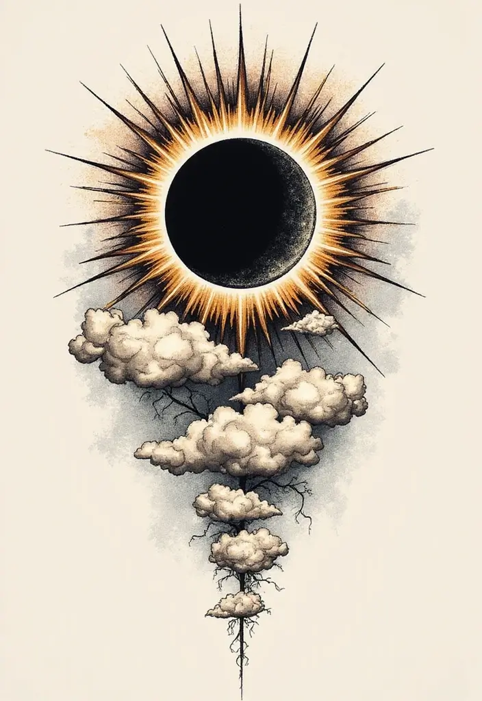 50 Eclipse Tattoo Designs with Powerful Meaning and Symbolism - 48. Eclipse with a Dream