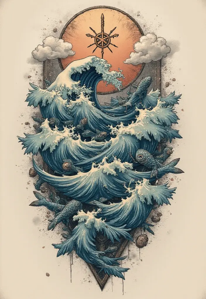 50 God of War Tattoo Ideas for True Fans of the Game - 48. The Strength of the Sea