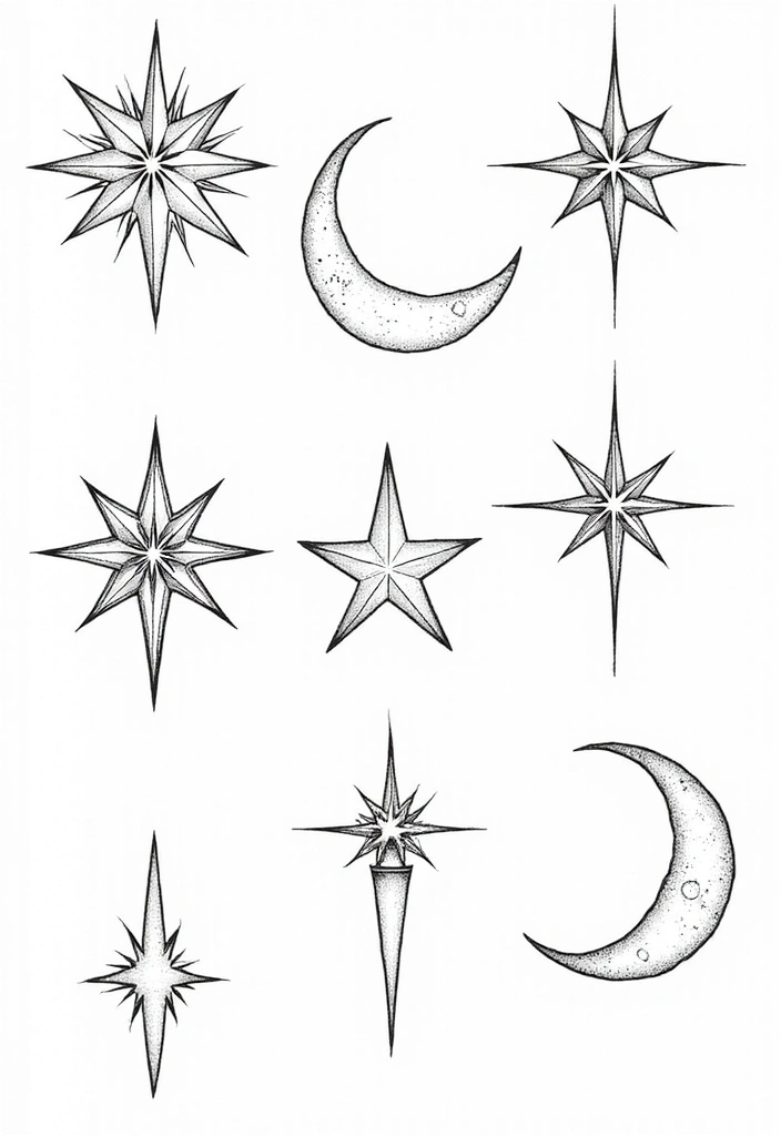 50 Line Art Custom Tattoos for Minimalist and Creative Designs 48 50 Line Art Custom Tattoos for Minimalist and Creative Designs - 48. Celestial Bodies and Elements