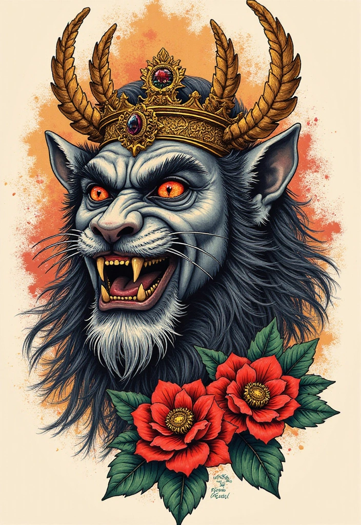 50 Oni Tattoo Designs with Powerful Japanese Symbolism 48 50 Oni Tattoo Designs with Powerful Japanese Symbolism - 48. Oni with a Crown