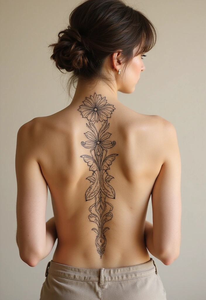 99 Stunning Spine Tattoos for Women to Inspire Your Next Ink - 48. Art Nouveau