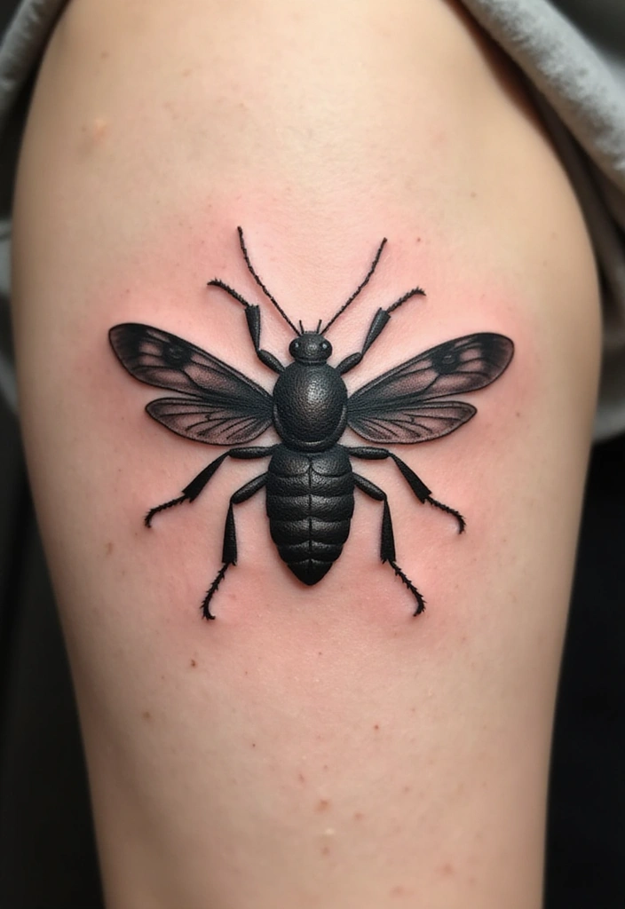 50 Bug Pin Tattoo Designs That Are Unique and Creative - 49. Insect Silhouettes and Shadows