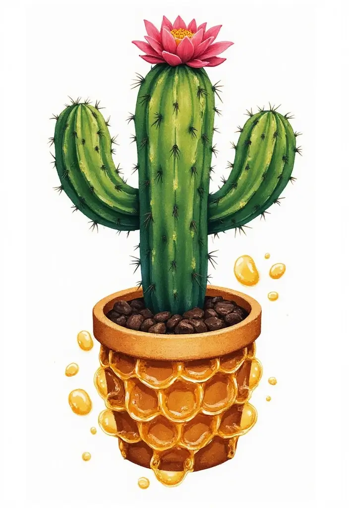 50 Cactus Tattoo Ideas with Minimalist and Symbolic Styles 49 50 Cactus Tattoo Ideas with Minimalist and Symbolic Styles - 49. Cactus with a Honeycomb