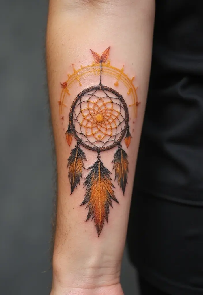 50 Dreamcatcher Tattoo Ideas with Cultural Symbolism 49 50 Dreamcatcher Tattoo Ideas with Cultural Symbolism - 49. Dreamcatcher with a Honeycomb