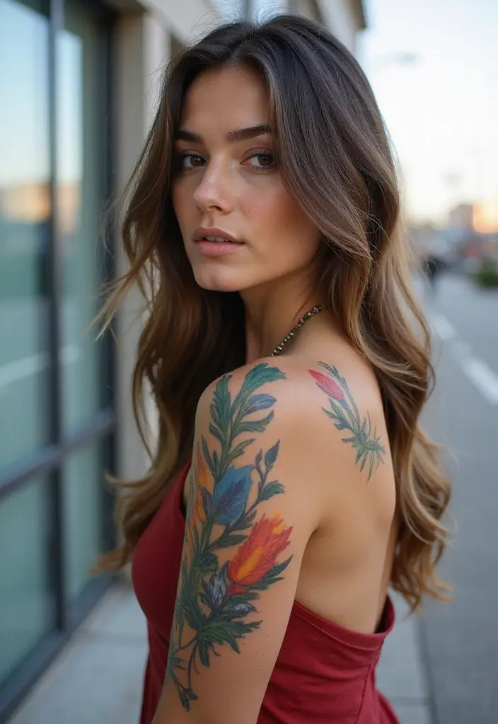 50 Front Shoulder Tattoos for Females That Are Stylish and Bold 49 50 Front Shoulder Tattoos for Females That Are Stylish and Bold - 49. Artistic Expressions