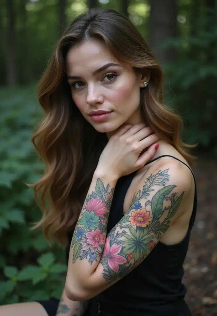 50 Beautiful Hand Tattoos for Women with Unique Design Ideas 49 50 Beautiful Hand Tattoos for Women with Unique Design Ideas - 49. Nature's Palette