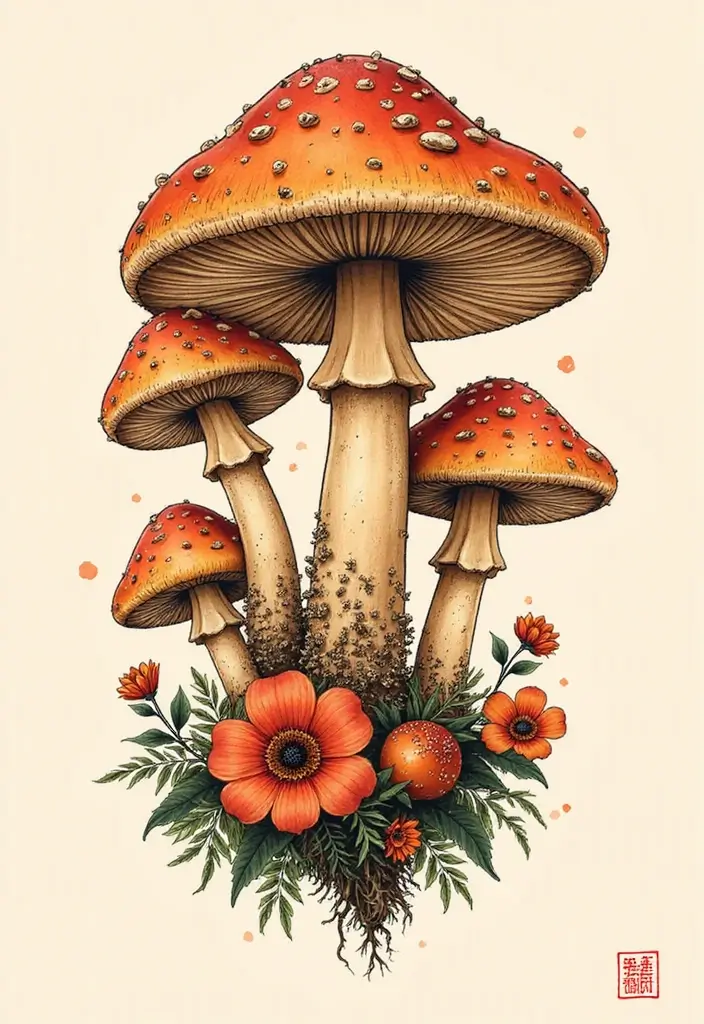 50 Unique Mushroom Tattoo Ideas That'll Leave You Inspired and Curious About Their Symbolism! 49 50 Unique Mushroom Tattoo Ideas That'll Leave You Inspired and Curious About Their Symbolism! - 49. Mushrooms with Lanterns