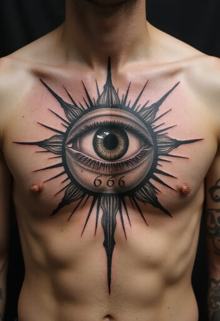 30 Unique 666 Tattoo Designs and Their Dark Meanings 4 30 Unique 666 Tattoo Designs and Their Dark Meanings - 4. Eye of Providence with 666