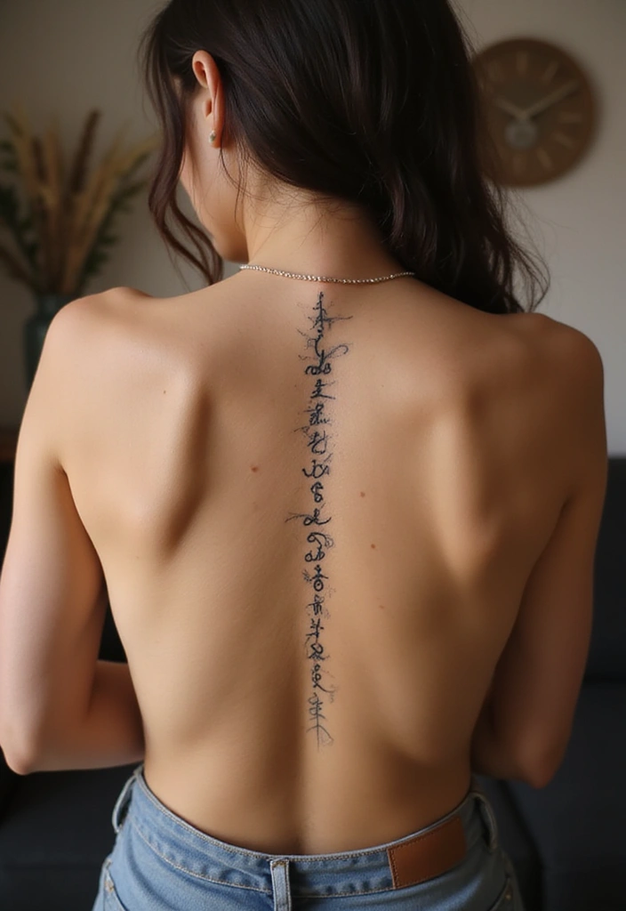 50 Baddie Women’s Spine Tattoos That Look Absolutely Stunning - 4. Scripted Words