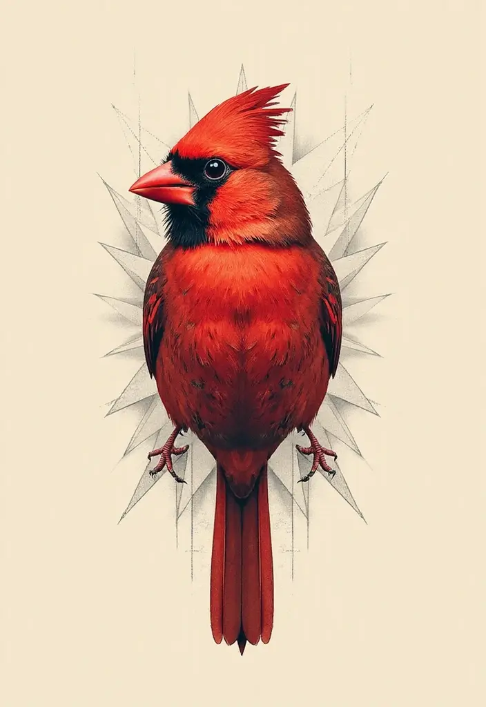 50 Cardinal Tattoo Ideas with Symbolism and Beautiful Designs - 4. Geometric Cardinal