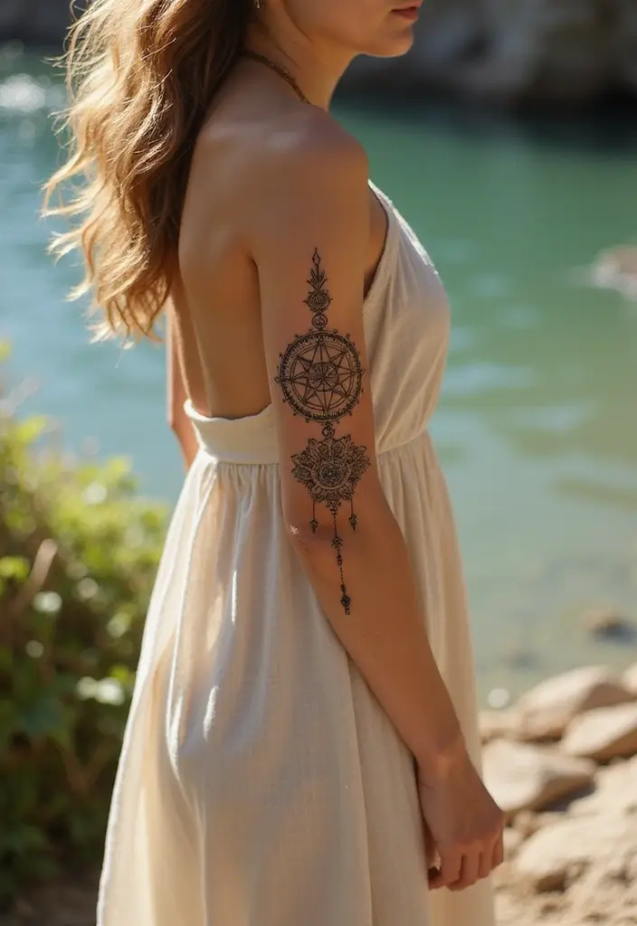 50 Compass Tattoo Meaning Ideas and Symbolic Designs - 4. A Spiritual Journey