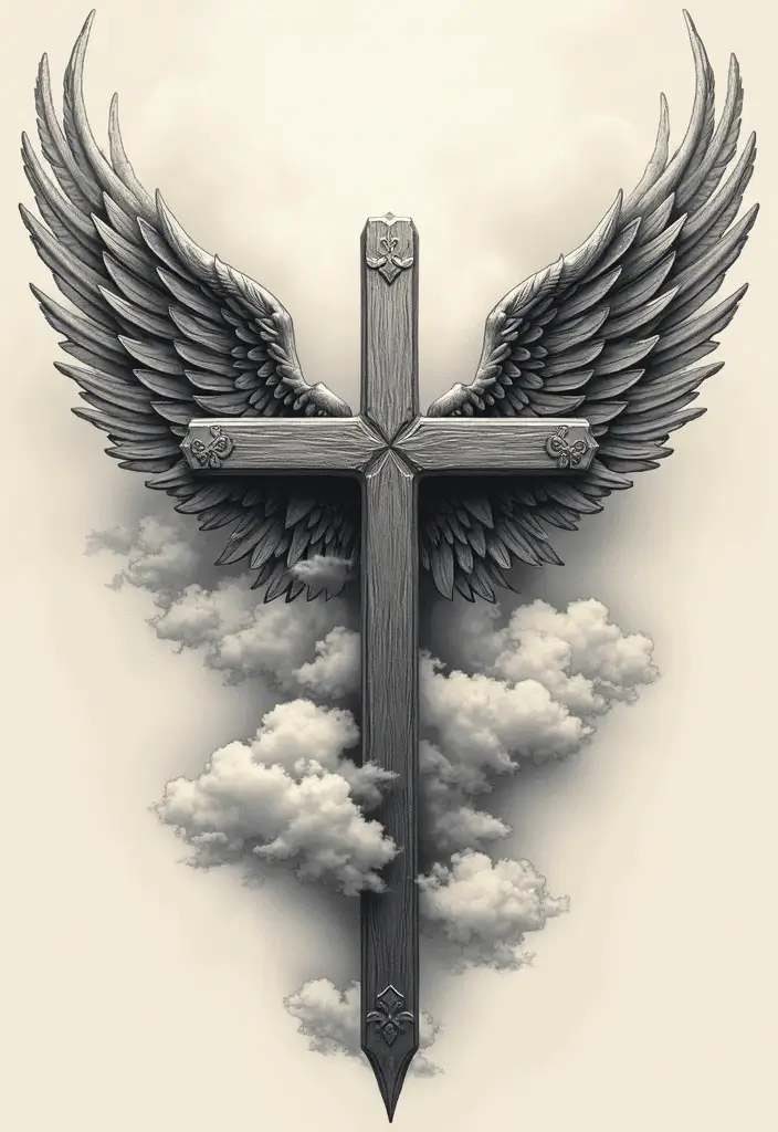 50 Cross Tattoo Meaning Inspirations and Symbolism Explained - 4. The Cross with Wings: Freedom and Protection