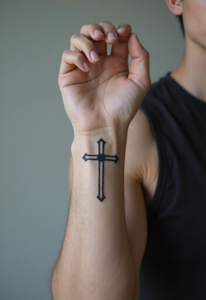 30 Cross Tattoos on Wrist with Meaningful and Elegant Designs 4 30 Cross Tattoos on Wrist with Meaningful and Elegant Designs - 4. Geometric Cross Tattoo