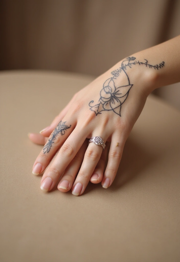 30 Elegant Hand Tattoos for a Chic and Bold Look 4 30 Elegant Hand Tattoos for a Chic and Bold Look - 4. Artistic Line Work