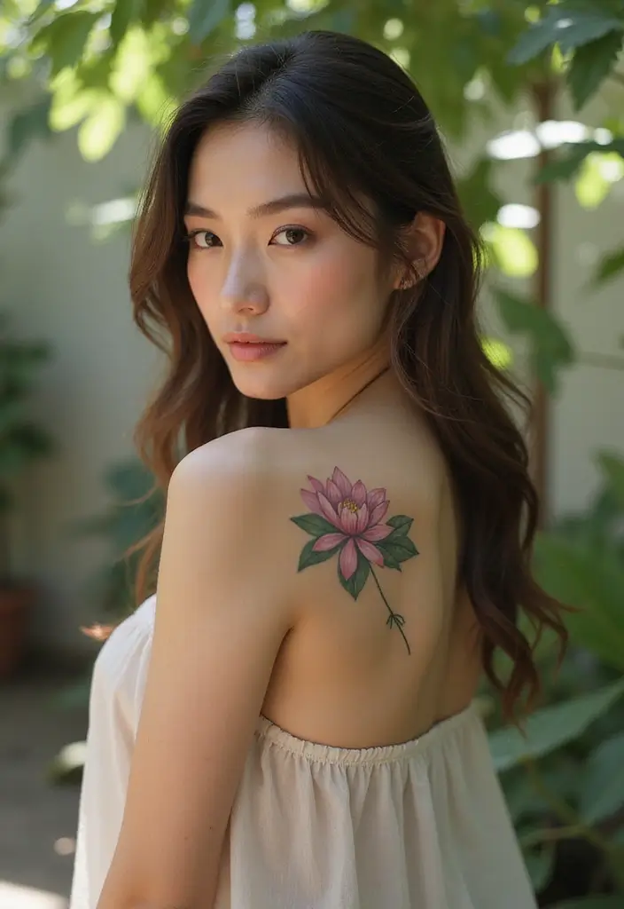 30 Flower Nipple Tattoo Ideas with Creative and Bold Designs - 4. Elegant Lotus Flowers