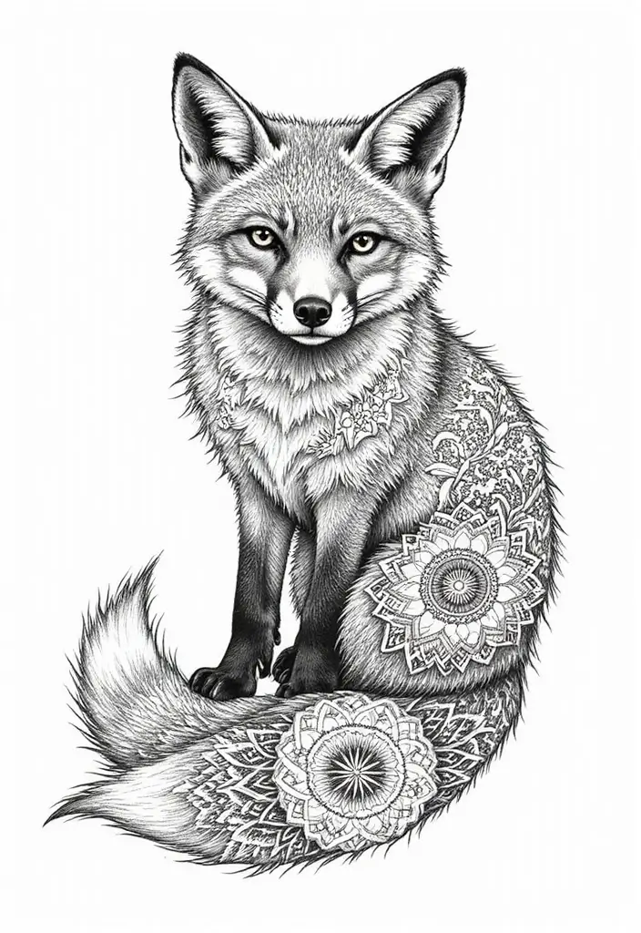 30 Fox Tattoos with Creative and Symbolic Designs - 4. Fox with Mandala Elements