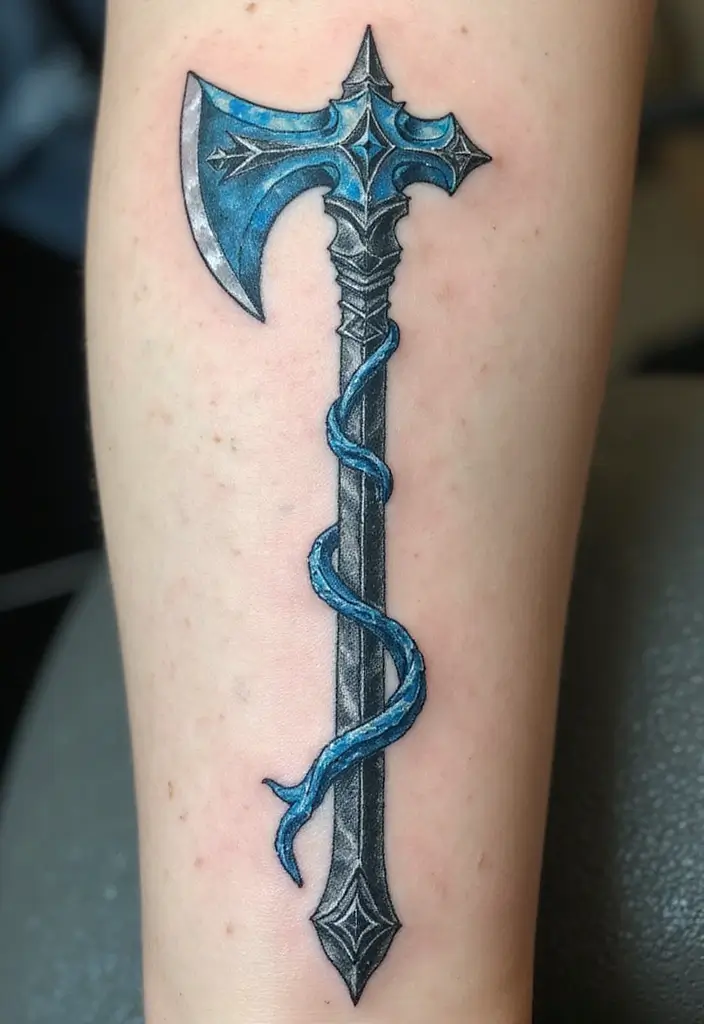 50 God of War Tattoo Ideas for True Fans of the Game - 4. Leviathan Axe